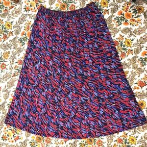 VTG 80s Liberty London 100% Wool Abstract Pleated Midi Skirt Made in England - M